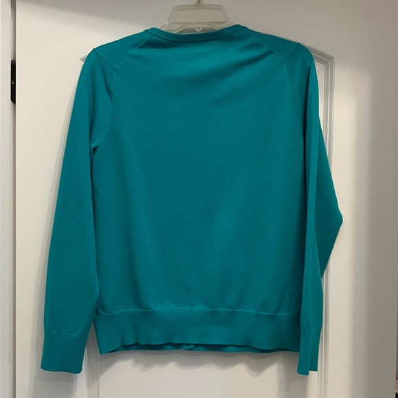 Lands' End Twin Set Teal Cardigan Sweater Size M and Teal Tee Size Large - Picture 5 of 14